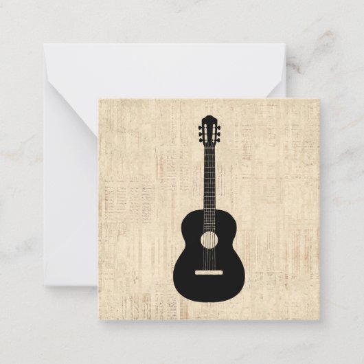 Acoustic Gitarre Art Script Hintergrund Mitteilungskarte (Vorderseite)