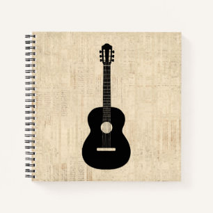 Acoustic Gitarre Art Script Hintergrund Notizblock