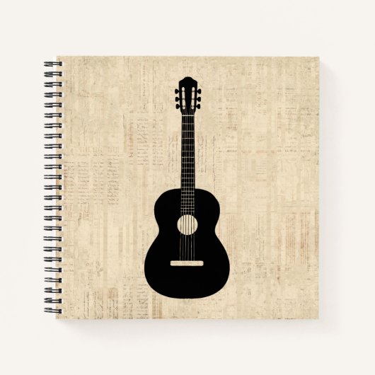 Acoustic Gitarre Art Script Hintergrund Notizblock (Vorderseite)