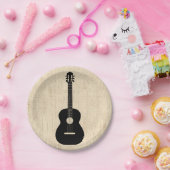 Acoustic Gitarre Art Script Hintergrund Pappteller (Party)
