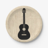 Acoustic Gitarre Art Script Hintergrund Pappteller (Vorderseite)