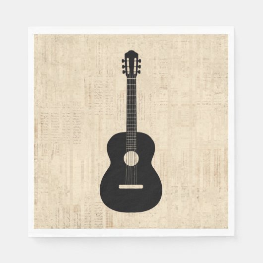 Acoustic Gitarre Art Script Hintergrund Serviette (Vorderseite)