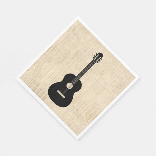 Acoustic Gitarre Art Script Hintergrund Serviette (Ecke)