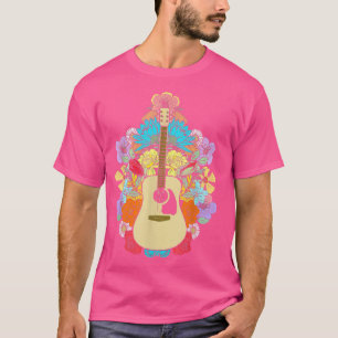 Acoustic Gitarre Blume Bouquet Artistic Vintag m T-Shirt