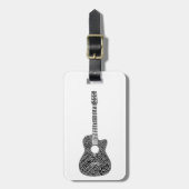 Acoustic Gitarre gestaltete Word Art Black Text Gepäckanhänger (Vorderseite vertikal)