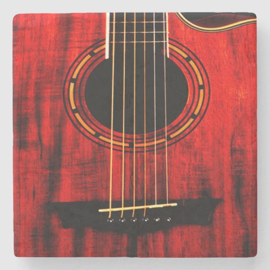 Acoustic Gitarre Holzmusik Kunstkunst Schöne Steinuntersetzer (Vorderseite)