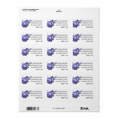 Acoustic Gitarre malt einen Arm blau grau Adressaufkleber (Vorne)