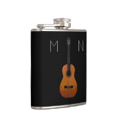 Acoustic Gitarre Monogram Black Personalisiert Fla Flachmann (Rechts)