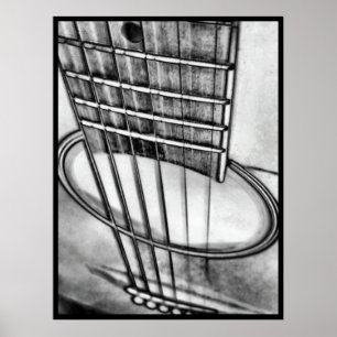 Acoustic Gitarre Perspektive Gestänge Schwarze Gre Poster