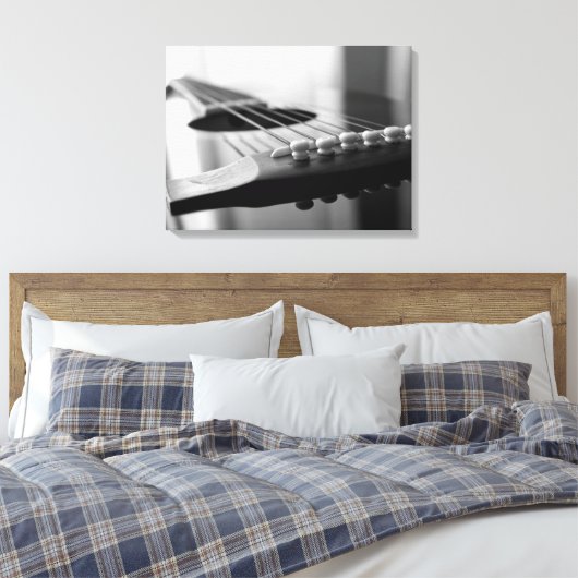 Acoustic Gitarre Schwarz-Weiß Strings Winkel Leinwanddruck (Insitu (Schlafzimmer))