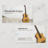Acoustic Gitarre stehend im Sand Visitenkarte (Vorne/Hinten)