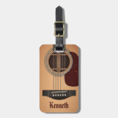 Acoustic Gitarrist Tan Brown Gepäckanhänger (Vorderseite vertikal)