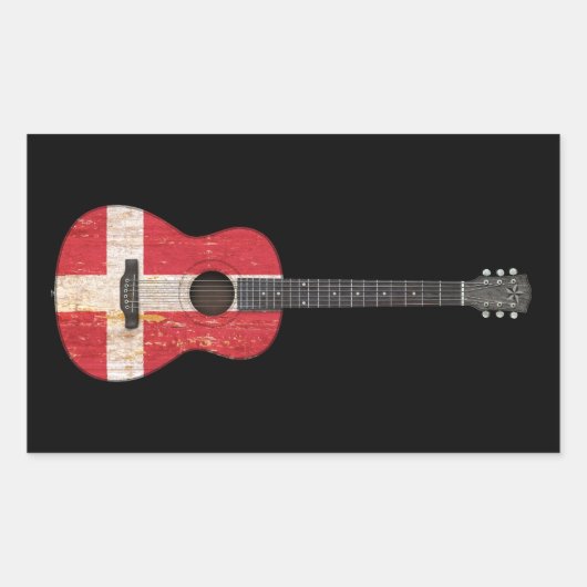 Acoustic Guitar, alt und abgetragen, schwarz Rechteckiger Aufkleber (Vorderseite)