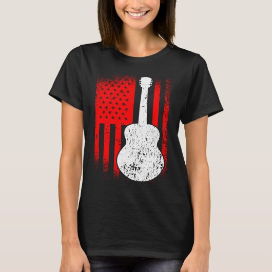 Acoustic Guitar American Flag Guitarist T-Shirt (Vorderseite)