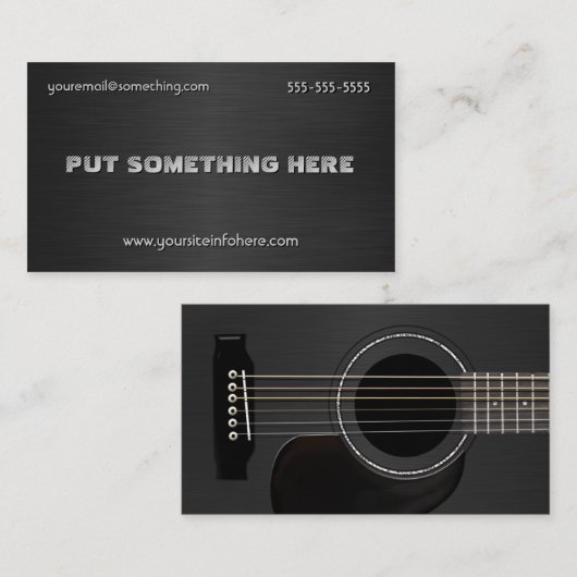 Acoustic Guitar Black Visitenkarte (Vorne/Hinten)
