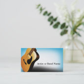 Acoustic Guitar Blue Artist Business Cards Visitenkarte (Stehend Vorderseite)