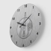 Acoustic Guitar; Brushed metal-look Große Wanduhr (Winkel)