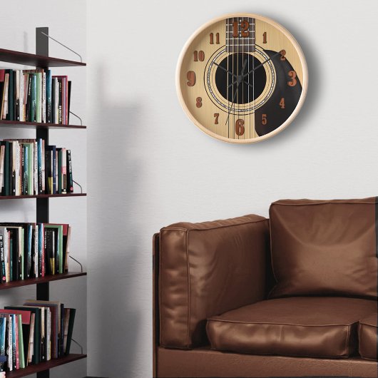 Acoustic Guitar Clock w/ Numbers Wanduhr