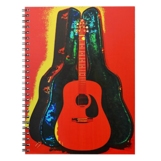 Acoustic Guitar Colorful Poster Journal Notizblock (Vorderseite)
