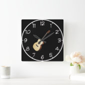 "Acoustic Guitar" Design Wall Clocks Quadratische Wanduhr (Zuhause)