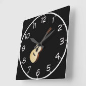 "Acoustic Guitar" Design Wall Clocks Quadratische Wanduhr (Winkel)