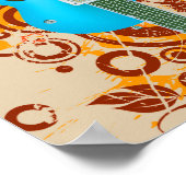 Acoustic Guitar Floral Grunge Vintag Poster (Ecke)