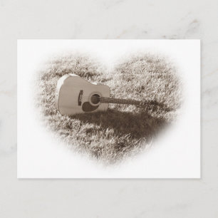 Acoustic Guitar Heart Postkarte