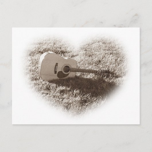 Acoustic Guitar Heart Postkarte (Vorderseite)