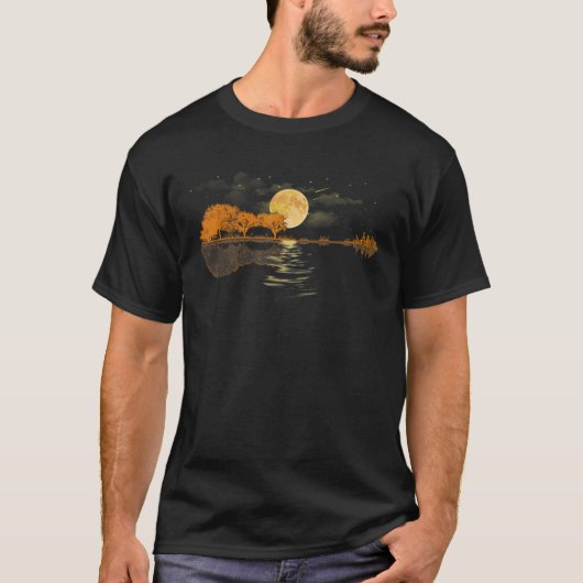 Acoustic Guitar Lake Natur Geburtstag Christus T-Shirt (Vorderseite)