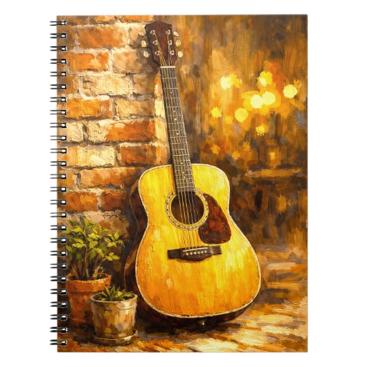 Acoustic Guitar Oil Painting Notebook Notizblock (Vorderseite)