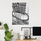 Acoustic Guitar Perspective Strings Schwarz-weiß Poster (Heimbüro)