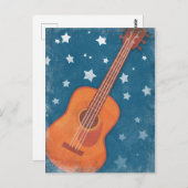 Acoustic Guitar Starry Night Blue Stars Postkarte (Vorne/Hinten)