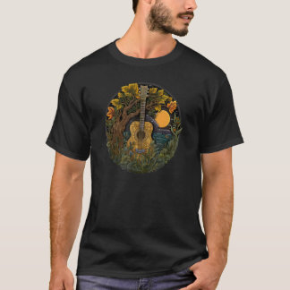 Acoustic Guitar Tree Guitarist Landschaft Natur Mu T-Shirt