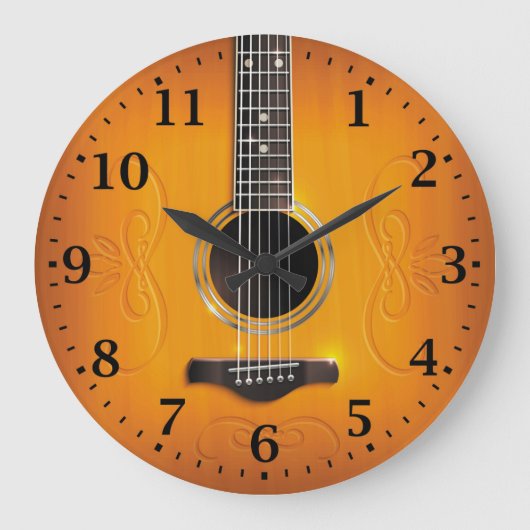 Acoustic Guitar Wall Clock Große Wanduhr (Vorderseite)