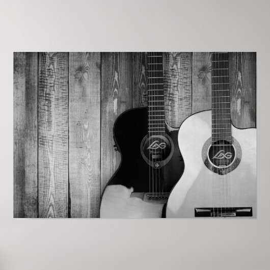 Acoustic Guitars B&W Foto Poster (Vorne)