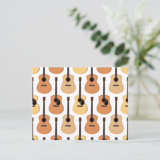 Acoustic Guitars Pattern Postkarte (Stehend Vorderseite)
