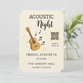 Acoustic Music Event Ticket Pass with QR Code Einladung (Stehend Vorderseite)