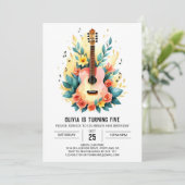 Acoustic Musician's Gitarre Geburtstag Einladung (Stehend Vorderseite)