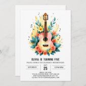 Acoustic Musician's Gitarre Geburtstag Einladung (Vorne/Hinten)