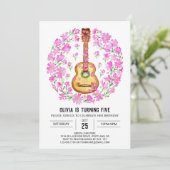 Acoustic Musician's Gitarre Geburtstag Einladung (Stehend Vorderseite)