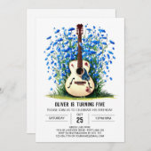 Acoustic Musician's Gitarre Junge Geburtstag Einladung (Vorne/Hinten)
