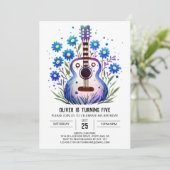 Acoustic Printable Guitar Boy Birthday Einladung (Stehend Vorderseite)