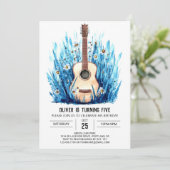 Acoustic Printable Guitar Boy Birthday Einladung (Stehend Vorderseite)