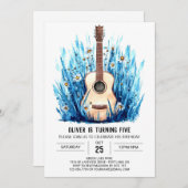 Acoustic Printable Guitar Boy Birthday Einladung (Vorne/Hinten)