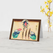 Acrobat Cat, Hiroshige, Ukiyo-e Karte (Gelbe Blume)