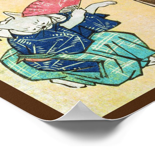 Acrobat Cat, Hiroshige, Ukiyo-e Poster (Ecke)