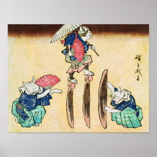 Acrobat Cat, Hiroshige, Ukiyo-e Poster (Vorne)