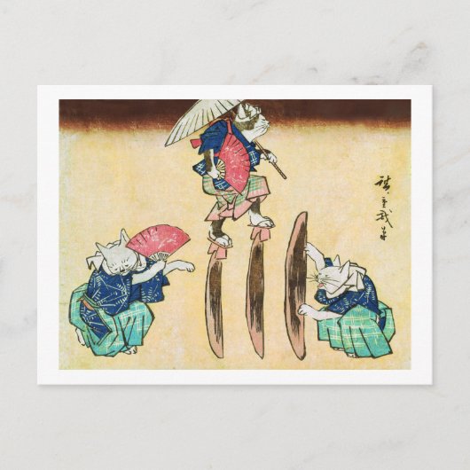 Acrobat Cat, Hiroshige, Ukiyo-e Postkarte (Vorderseite)