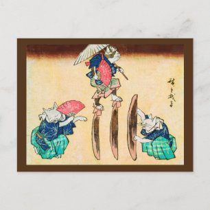 Acrobat Cat, Hiroshige, Ukiyo-e Postkarte