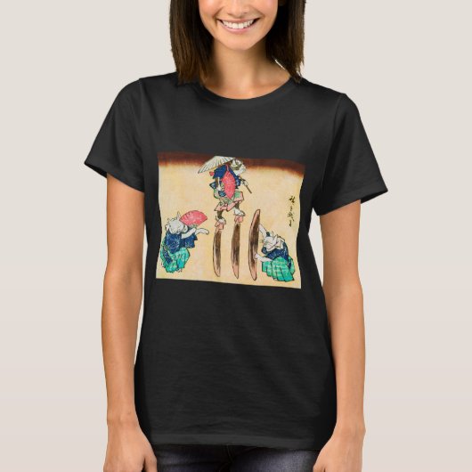 Acrobat Cat, Hiroshige, Ukiyo-e T-Shirt (Vorderseite)